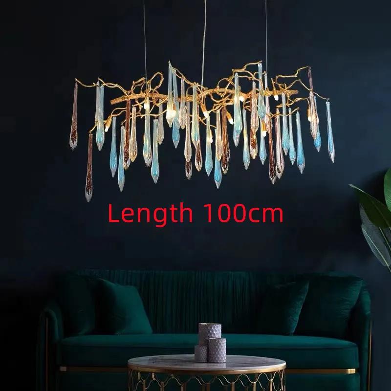 Nordic Luxury Chandelier With Colorful Crystal Branch Design Pendant Lamps Bedroom Restaurant Hotel Kitchen Decoration Lighting
