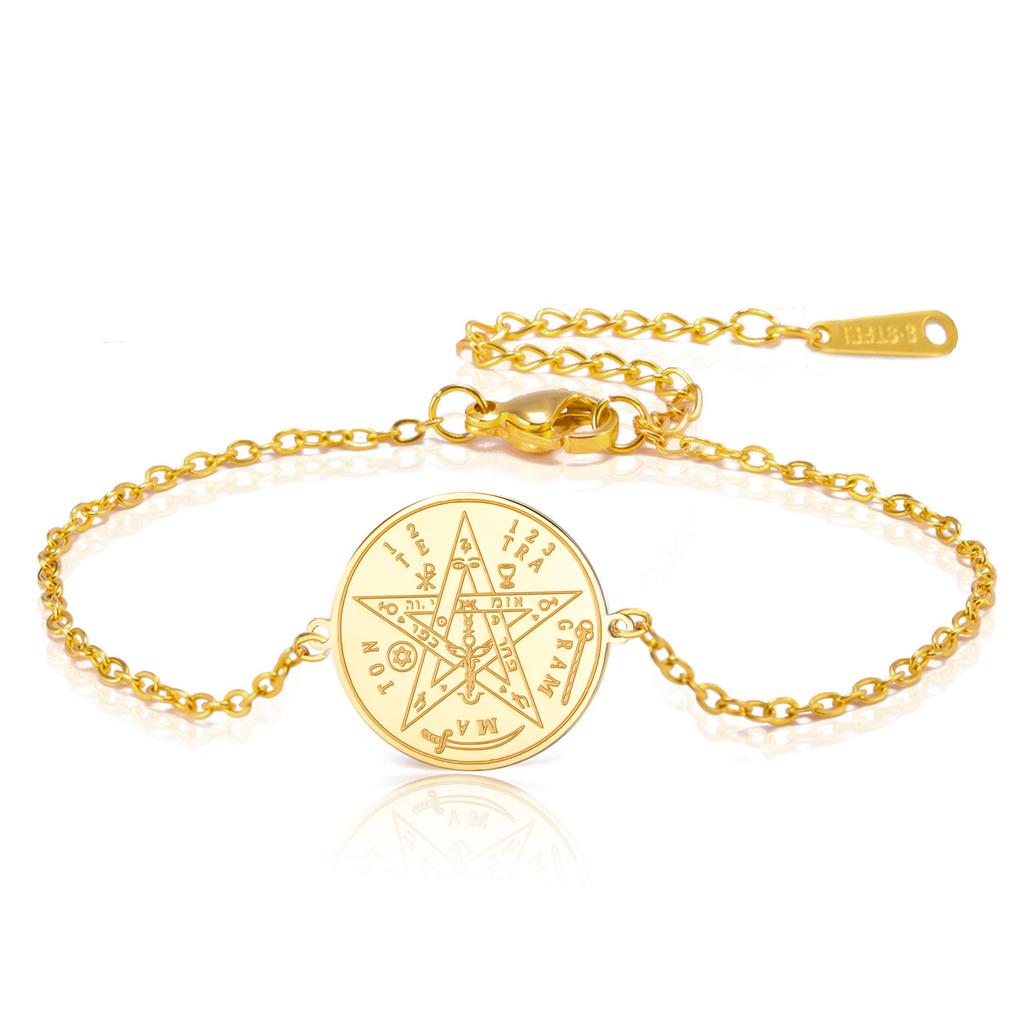 Minimalist Lucky Pentagram Coin Pendant Charm Bracelet Fashion Jewelry