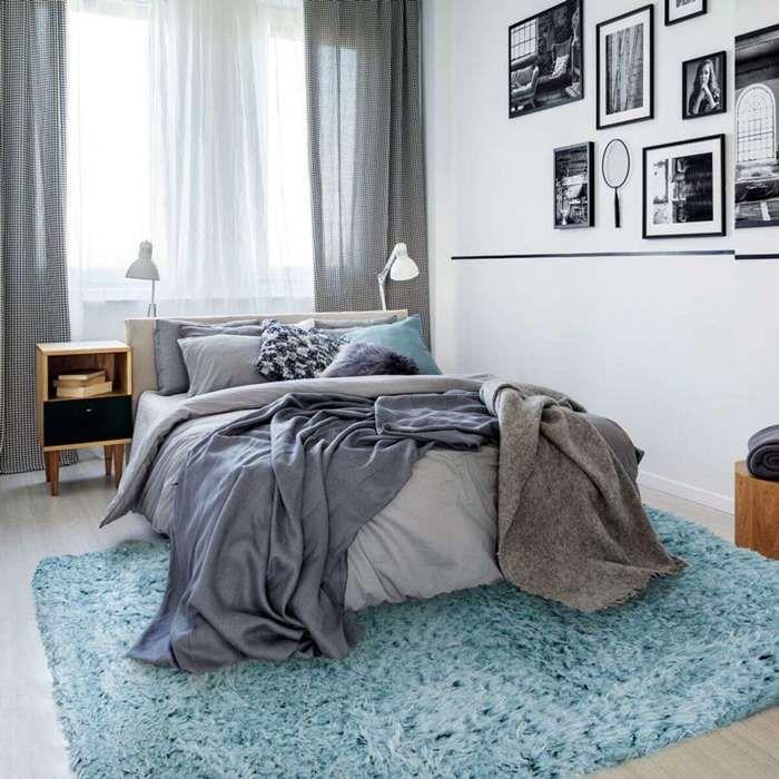 Wohnzimmerteppich superweich Fellimitat hellblau 160x230