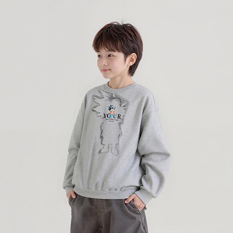 Korean Style Cartoon Sports Hoodie for Older Kids - Boys' Long Sleeve Top