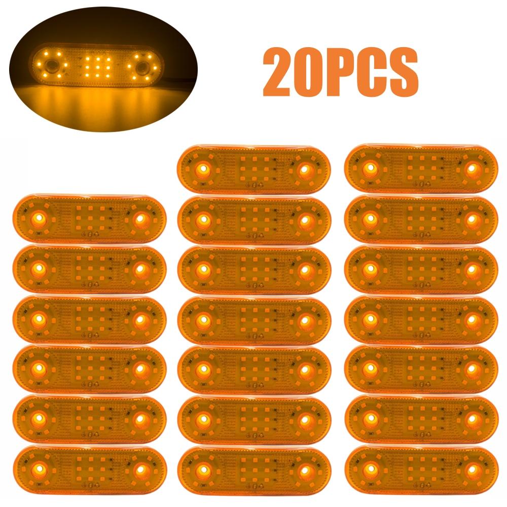 

20 шт. боковые габаритные огни для грузовиков 12-24 В 21 светодиодный боковой фонарь для прицепа, светодиодная лампа для заднего сигнала прицепа оранжевый