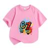Kids Boys Girls 100% Cotton Crew Neck Short Sleeve T-Shirt, Casual Graffiti 67 Graphic Tee, Breathable Soft Summer Tops for Daily Wear School Holiday