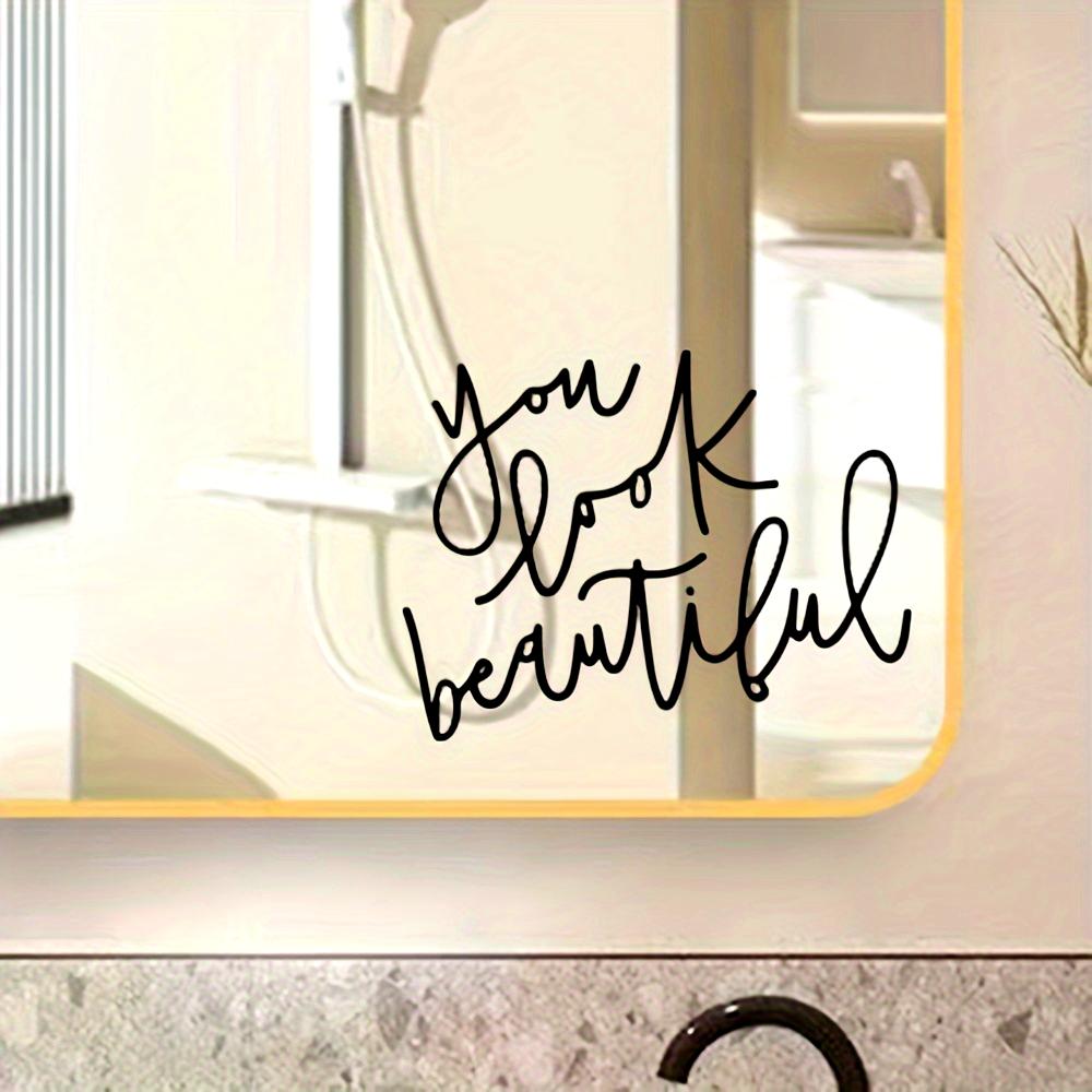Minimalist Handwritten Vinyl Mirror Sticker with Your Beautiful Body Front View