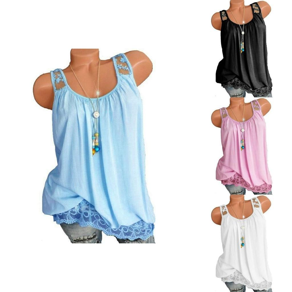 Premium Quality Sexy Women's Summer Sleeveless Lace T-shirt Vest For Effortless Style