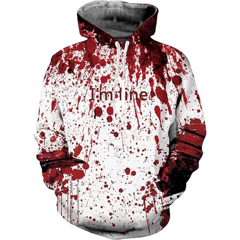 Spring And Autumn Fashion Men's Hoodie Bloody Graphic 3D Print Hoodies Casual Boy Sweatshirt Women's Oversized Top Clothing