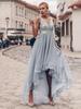 European Plus Size Sequin High-Low Evening Gown, Deep V Mesh New Year's Eve & Bridesmaid Dress 2026