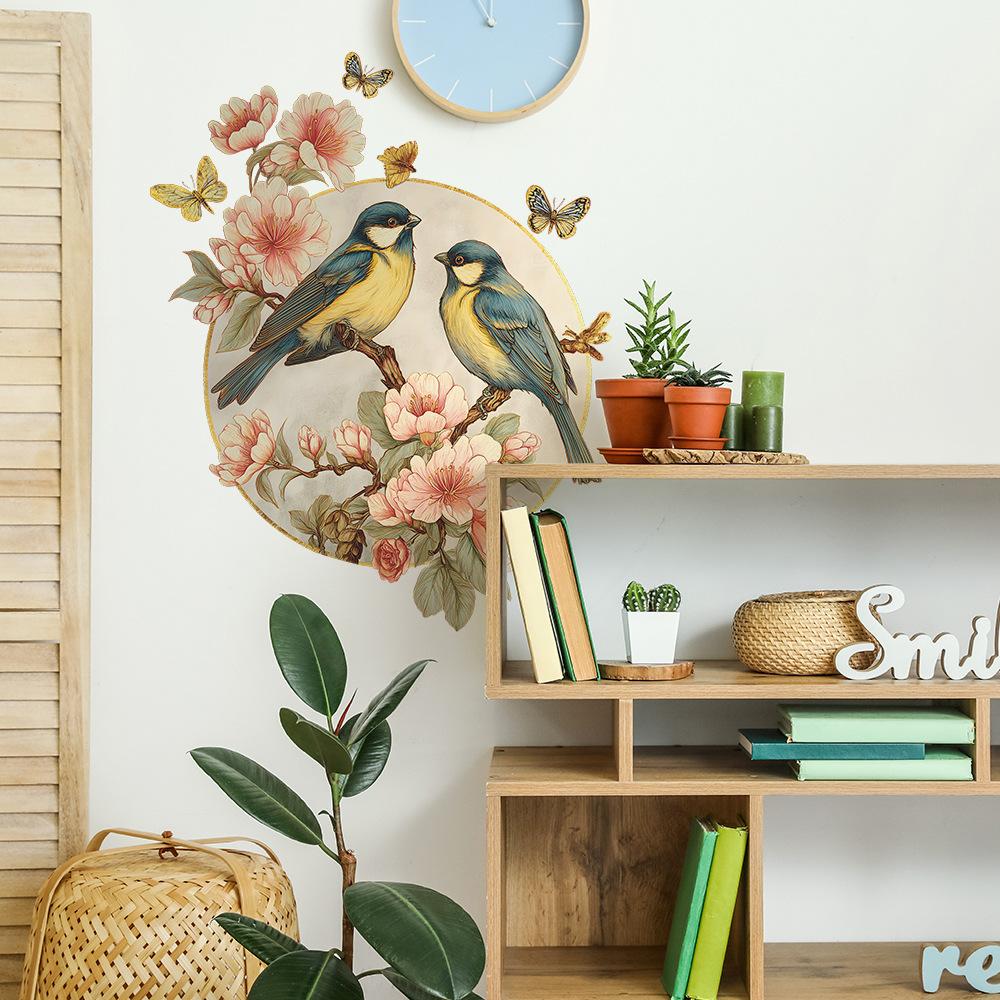 New Chinese-style Flower, Bird, Butterfly Study, Entrance Hall Home Decoration and Beautification Stickers