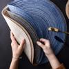 6pcs Round Braided Placemat Woven Placemats Anti-Slip Dining Table Mats Non-Slip Tableware Bowl Pads Kitchen Table Mats Party Christmas Everyday Use