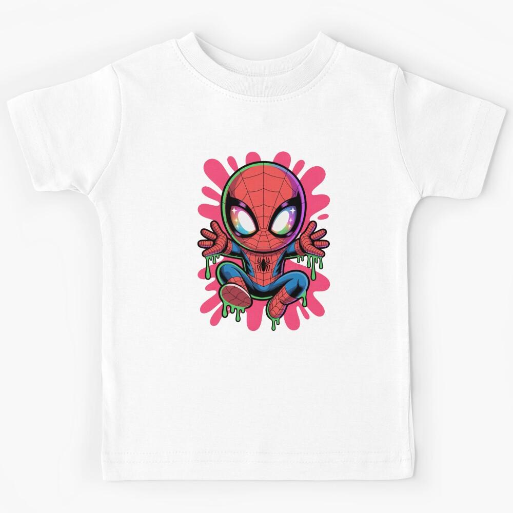 Neon Drip Spider Hero – Cute Kawaii Street Art Style Kids T-Shirt 100