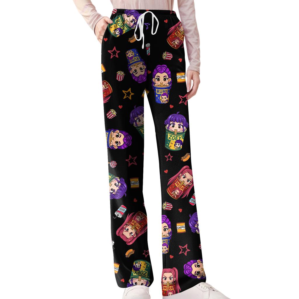 Womens Pajama Pants Sleepwear Casual Drawstring Elastic Waist Pants Comfy Straight Yoga Loose Trousers