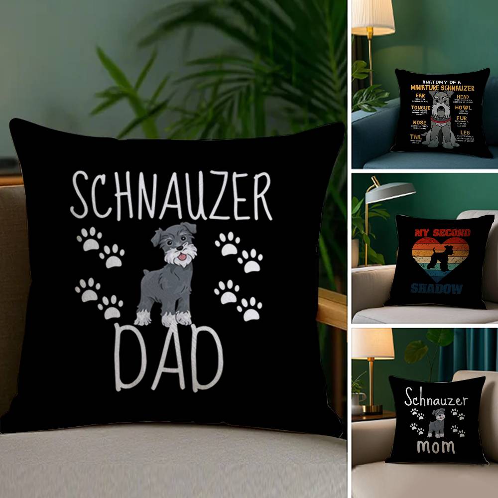 Miniaturschnauzer Hund Kuddfodral Plysch Tyg Mjuk Dubbelsidigt Tryck Hem Soffa Hög Kvalitet Kuddöverdrag Överkast