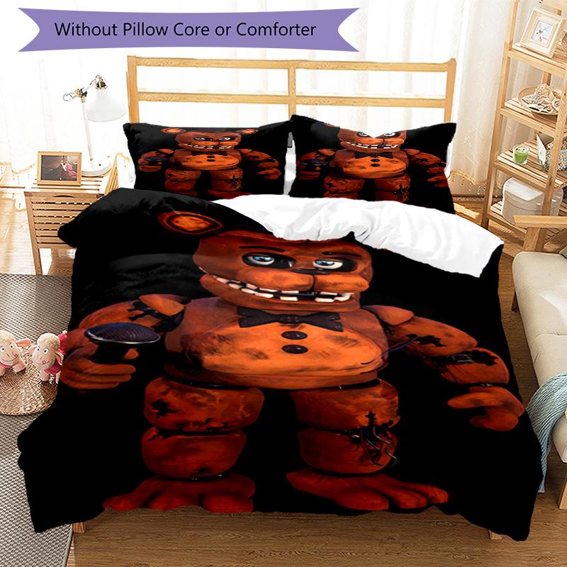 3pcs Five Nights At Freddy's Bedding Set Duvet Cover Closure Includes 1 Duvet Cover & 2 Pillowcases, Soft and Comfortable for All Seasons.