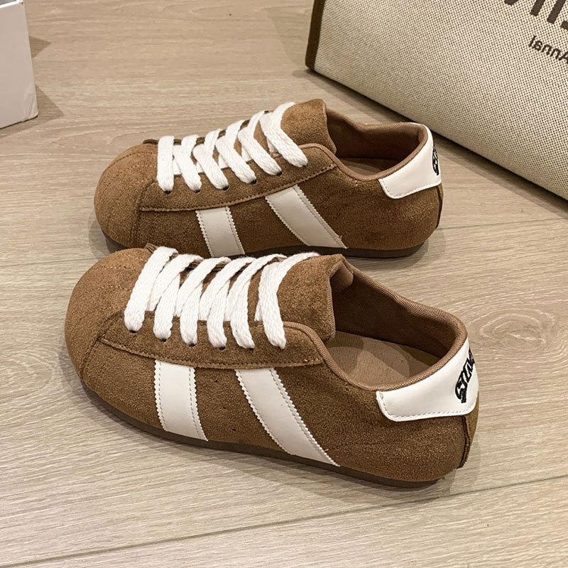 Leather retro versatile German training shoes women's shoes 2025 autumn new flat bottom inner height increase leisure sports Forrest Gump shoes