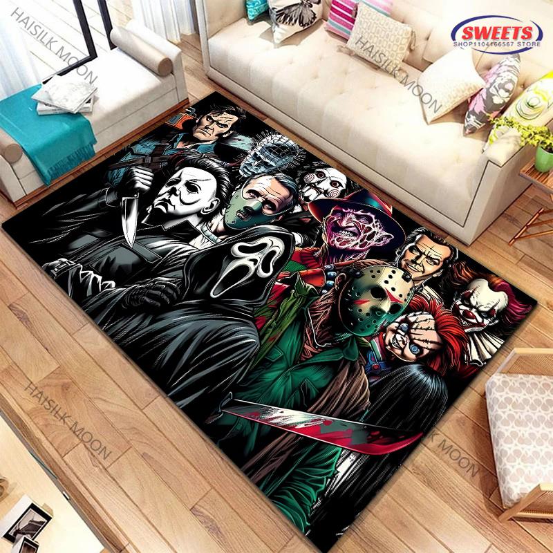 1PC Halloween Horror Thriller Carpet New Release! Rug for Living Rooms Bedrooms,Machines Washable Mat Gift for Boyfriend Son Dad