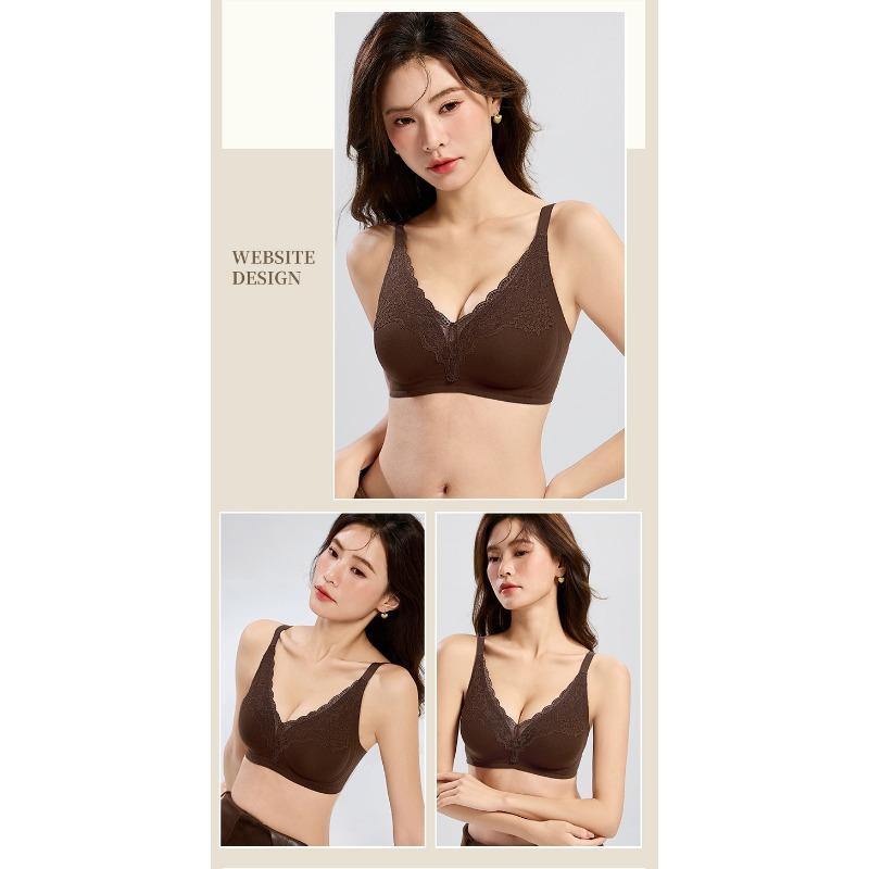 Wireless Push Up Bra Sexy Back Support Lace Trim Breathable Comfort Underwear