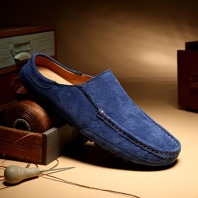 Men's Shoes Casual Suede Leather Lofer Shoes Man Light Breathable Summer Half Shoes Classic Mens Slip On Shoes Male Flat Loafers