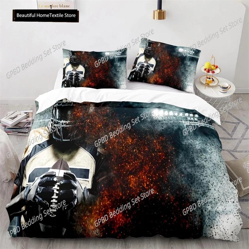 American Football Bettbezug Set 3D Sport Rugby Spieler Polyester Bettdeckenbezug Für Männer Teenager Junge Kind Bettwäscheset King Queen