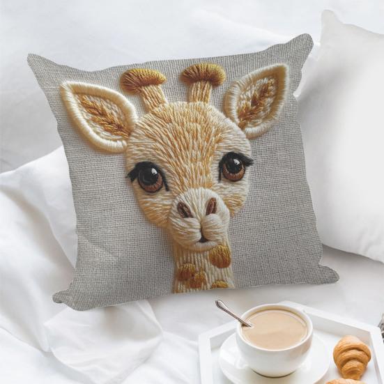 Poszewka na poduszkę 3D ze zwierzętami Imitacja haftu Poszewka na poduszkę Pies Alpaka Zapinana na zamek Poszewka na poduszkę do rzucania do domu, na farmę, na kanapę, sofę, łóżko