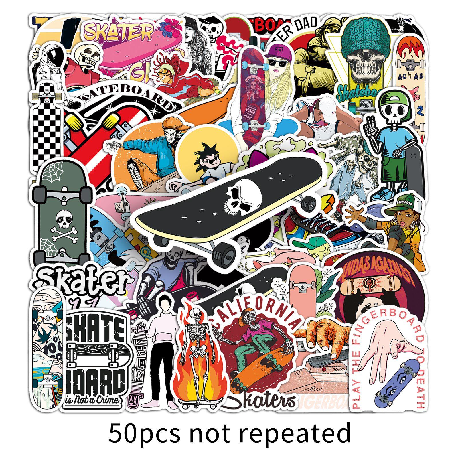 50pcs Waterproof Cartoon Trend Graffiti Stickers for Skateboards & Luggage