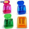 4PCS Dual-Hole Pencil Sharpeners with Lid and Shavings Container, Portable Manual Sharpener Set for Colored Pencils.