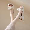 Small fragrant style bow platform sandals female summer wear retro fairy style with skirt small height increase Roman shoes