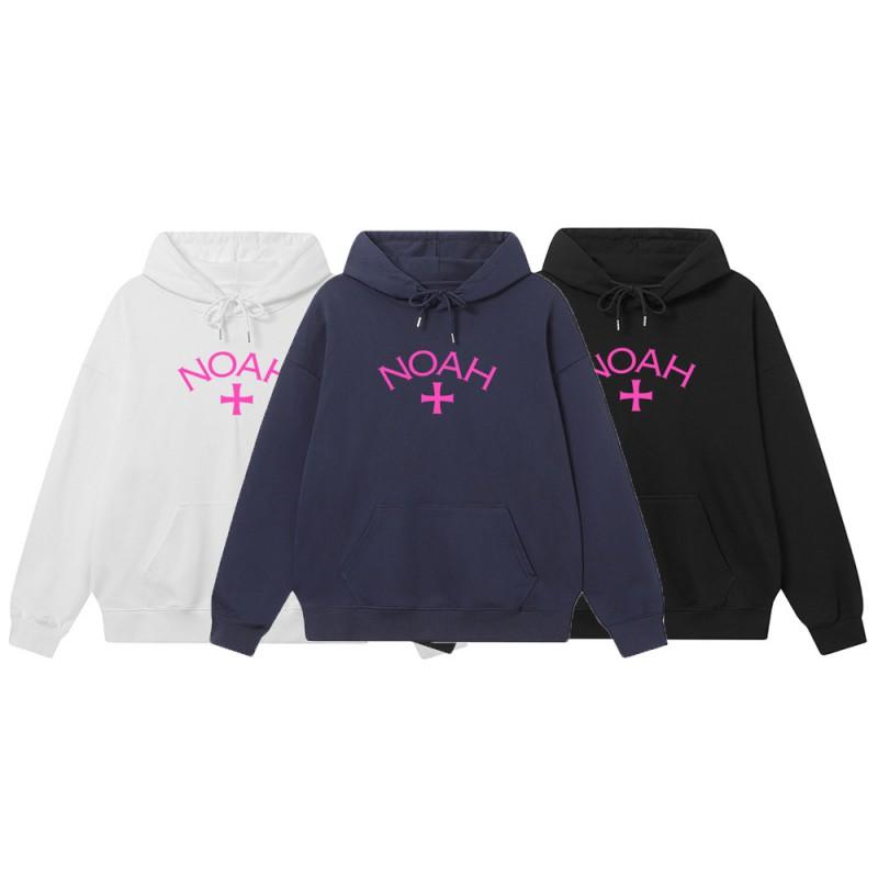 NOAH Pink Cross Print Hoodie Men Women Loose Casual Winter Sweatshirt