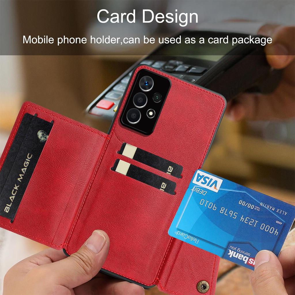 Vintage Leather Card Holder Phone Case for Samsung Galaxy A73 5G,A53 5G,A52,A52S,A33,A32 4G Card Pockets Dual Snap Buttons Flip Wallet Shell
