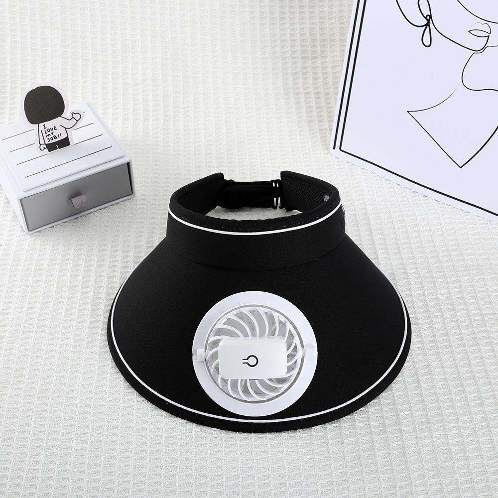 Summer Face Covering UV Sunscreen Empty Top Sun Women's Model with Fan Sun Hat Versatile Fashion Charging Hat Large Brim
