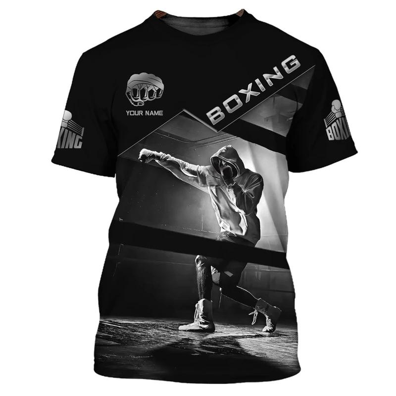 Boxing Series Men's Cool Fighting Pattern T-Shirt 3D Printed Personality Daily Leisure Fashion Sports Round Neck Short Sleeved T-shirt