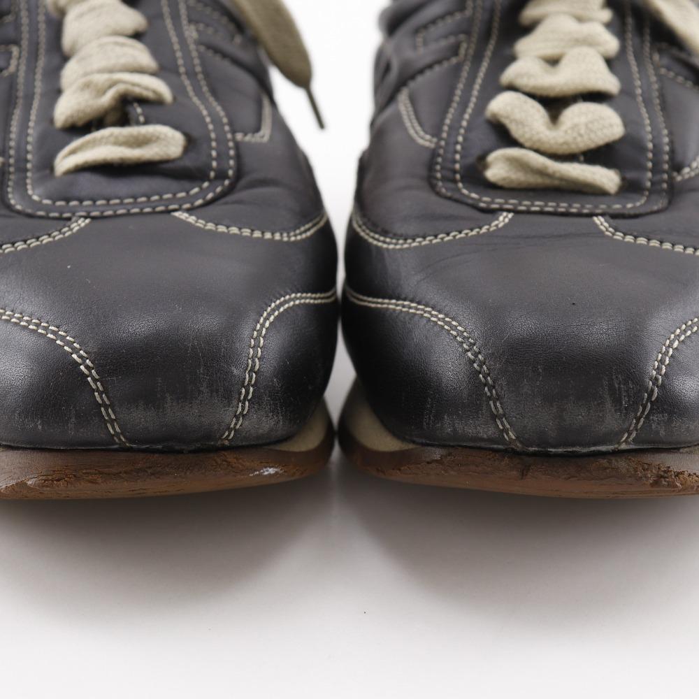 Hermes Quick Sneakers H Logo Black Leather Women Used