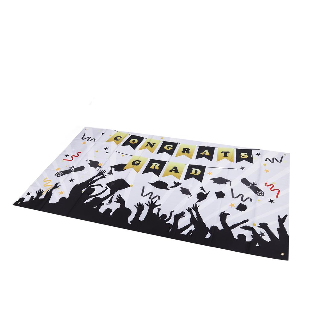 Graduation Banner Approx 71x38in Durable Polyester Fabric Fadeless Color 4 Eyelets Congrats Grad Banner for Graduation