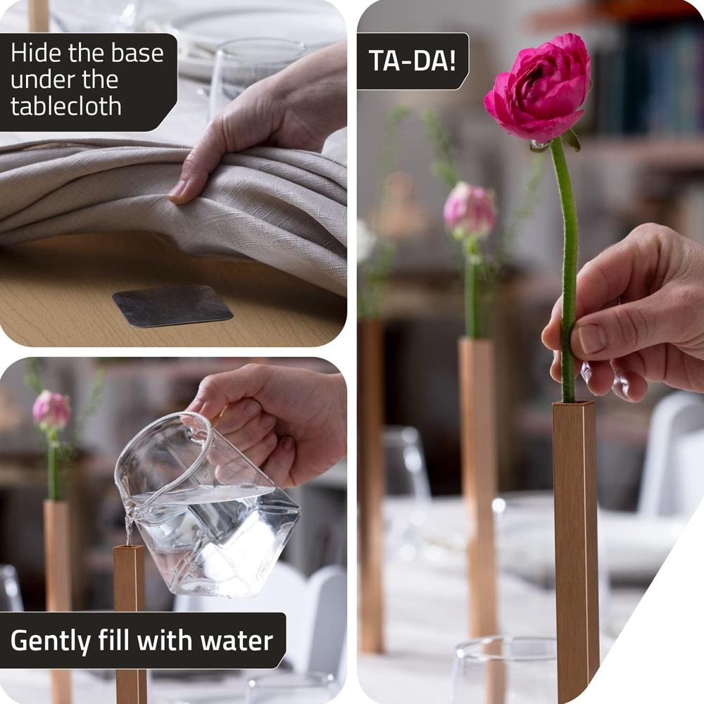 Modern Minimalist Geometric Vase Unique Nordic Light Luxury Vase Stainless Steel Flower Holder Magnetic Vase Flower Arrangement