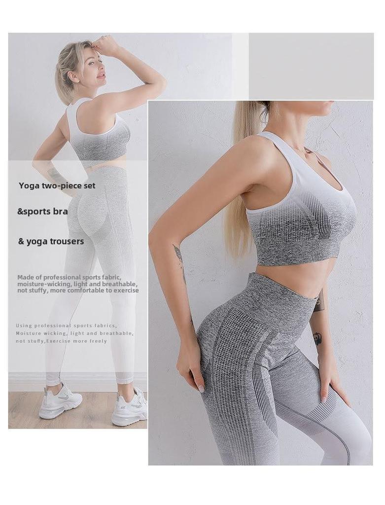 Seamless Women's Yoga and Running Fitness Set: Quick-Dry Sports Bra and Leggings