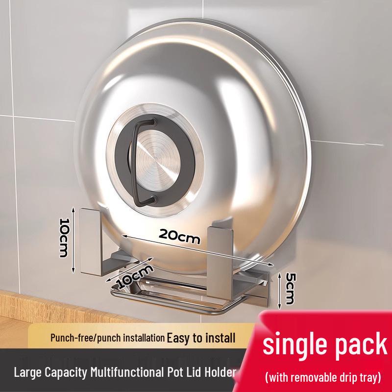 Wall-Mounted Pot and Lid Holder: No-Drill, Rural-Style Rack for Cutting Boards and Large Pots