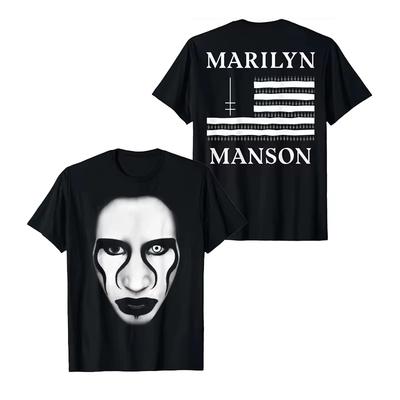 2025 New Marilyn Manson Rock American Retro Fashion Casual High Quality Men's and Women's Cotton Crewneck T-shirt Summer