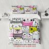 3pcs Cutel Cats Duvet Cover Cartoon Cat Pattern 3DPrint Gifts For Students Girls 100% Polyester Bedding Sets With 2Pillowcases