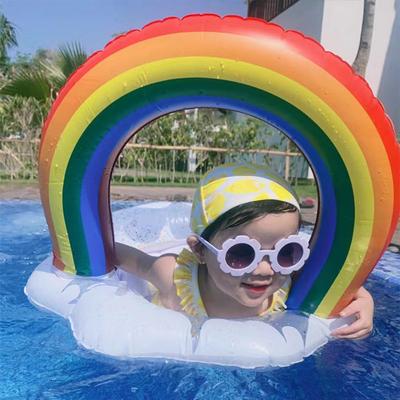 Baby Sequins Rainbow Clouds Pool Float Swimming Float Seat Inflatable Circle Swimming Ring Tube Pool Float Summer Pool Toy Kids