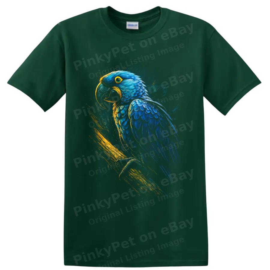 Blue Macaw Parrot T Shirt Vibrant Tropical Bird Art Wildlife Lover Graphic Tee