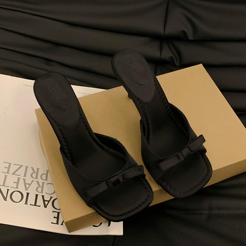 Fashion French Open-Toed Flip-Flops Women Summer Wear 2024 New Pink Temperament With Skirt Stiletto High-Heeled Sandals