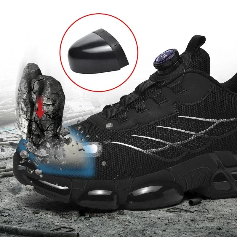 Dönen Düğme Yeni Güvenlik Ayakkabıları Erkekler Anti-smash Anti-delinme iş ayakkabısı Moda Erkek spor ayakkabılar Güvenlik Koruyucu Botlar Erkekler