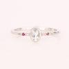 925 Sterling Silver Ring White Topaz Oval 5x3mm Pink Sapphire Ruby Multi Gem Rhodium or Yellow Gold Plated Women Jewelry