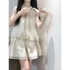 White Sleeveless Neck Suspender Dress Children's Summer Temperament Women's New Seaside Vacation Temperament Short Skirt