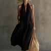 Women's Halter V Neck Sleeveless Loose Maxi Dress with Pockets Summer Dress