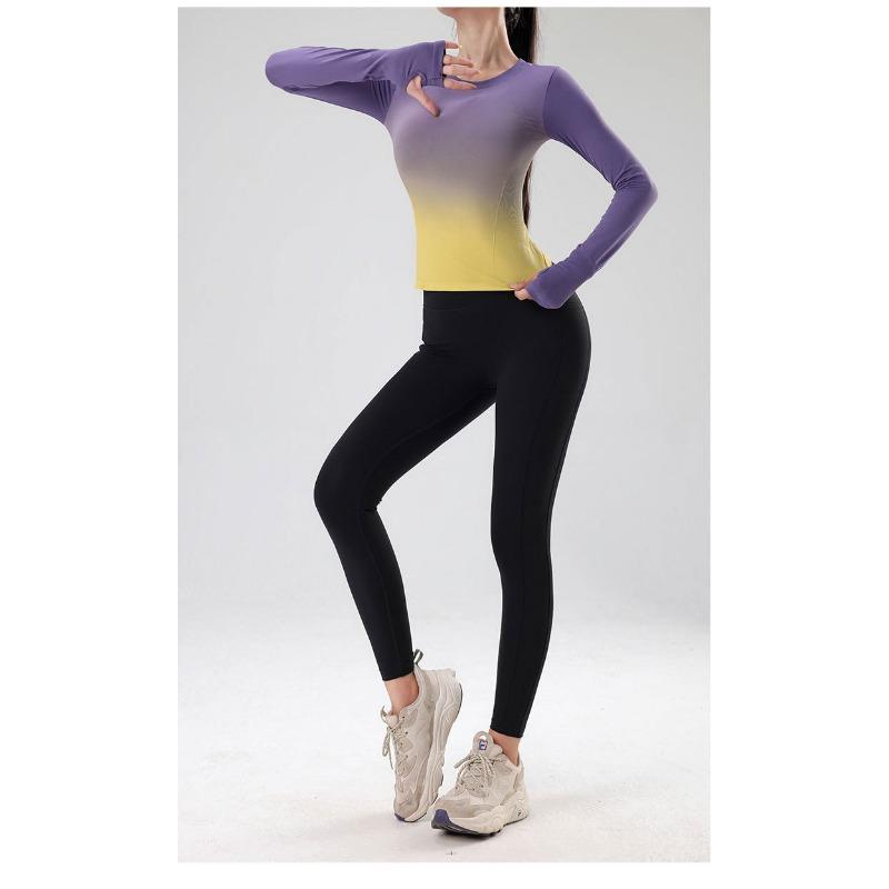 Women S Gradient Quick Dry Fitted Long Sleeve Yoga Top