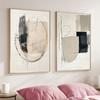 Set of 2 Minimalist Round Geometric Abstract Wall Art Poster Black and Beige Neutral Wall Posters Living Room Bedroom Decor Gift