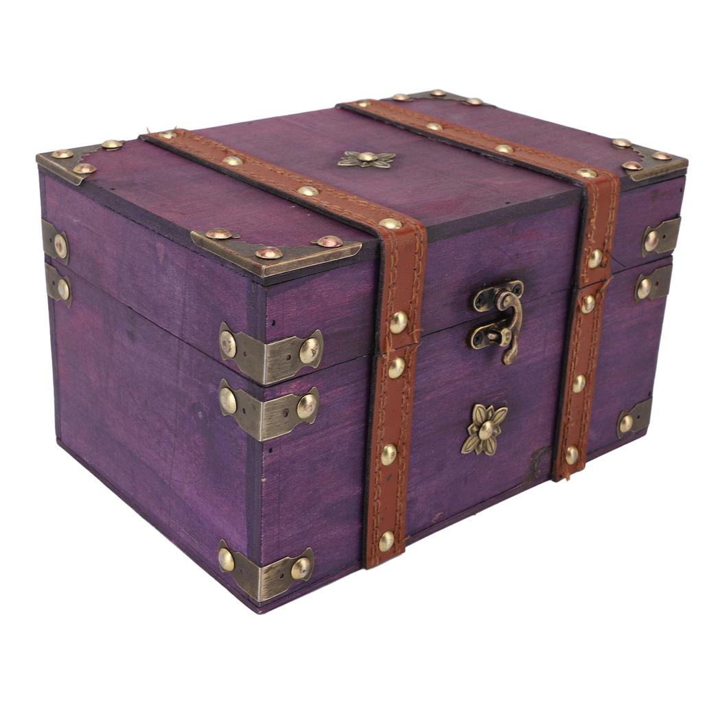 Vintage Schatztruhe Box Holz Retro Schmuckaufbewahrungsbox Dekorative Schatztruhe für Zuhause