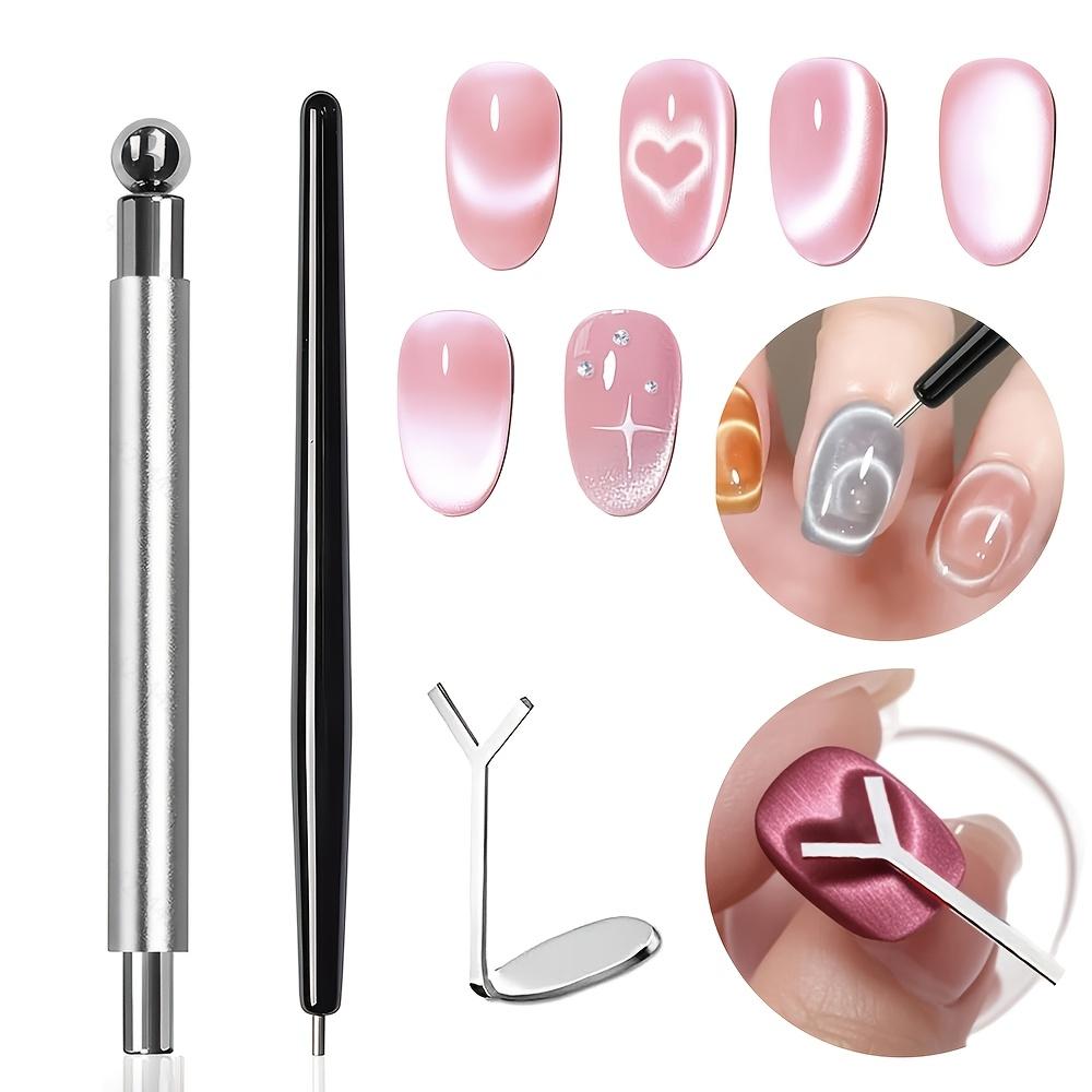 4-teiliges Katzenauge Magnetisches Nagelkunst-Set Katzenauge Gel-Nagellack Magnetische Werkzeuge Enthält Herzförmige Eisenplatte