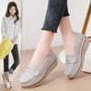 Spring Women Platform Shoes Leather Flats Sneakers Women Casual Wedge Shoes Slip On Moccasins Mother Shoes Autumn Women Loafers