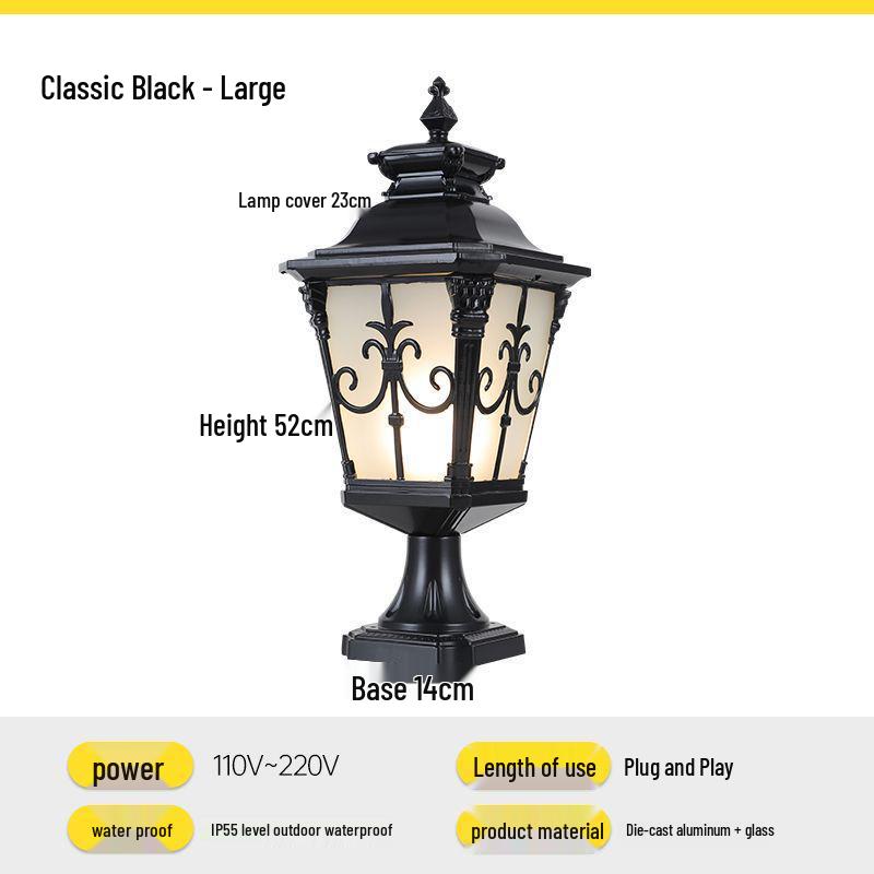 European Style Outdoor Solar Post Light: Waterproof Gate, Pillar, and Villa Wall Illumination