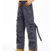 Damen Elastische Hose mit Hohem Bund Lässige Passform Weites Bein Lange Hose Hose mit Taschen